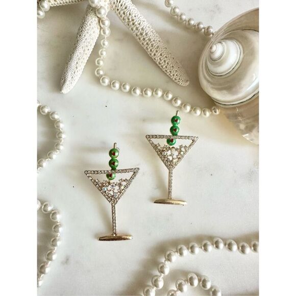 Extra extra dirty stirred not shaking triple olive martini dangle earrings - Picture 2 of 7